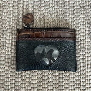 Vintage Brighton Black and Brown Heart Window Coin Pouch Card Holder